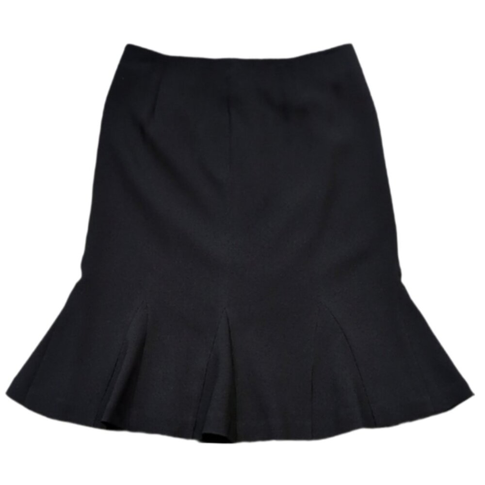 Bianca Nygard Black Trumpet Skirt Womens Size 4 Pleated Mermaid Flare Hem